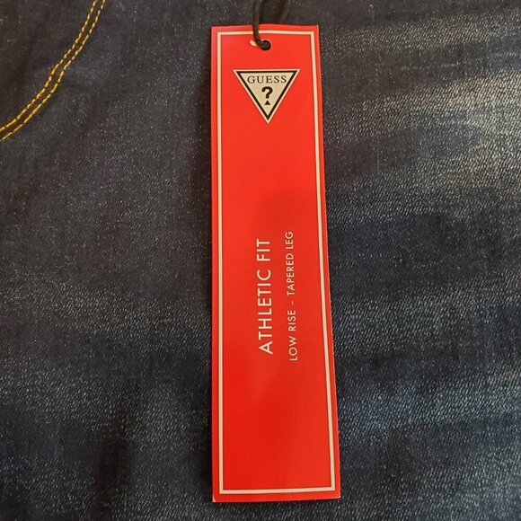 NWT GUESS Men's Athletic Tapered Distressed Blainn Wash Stretch Blue Jeans - Picture 11 of 15